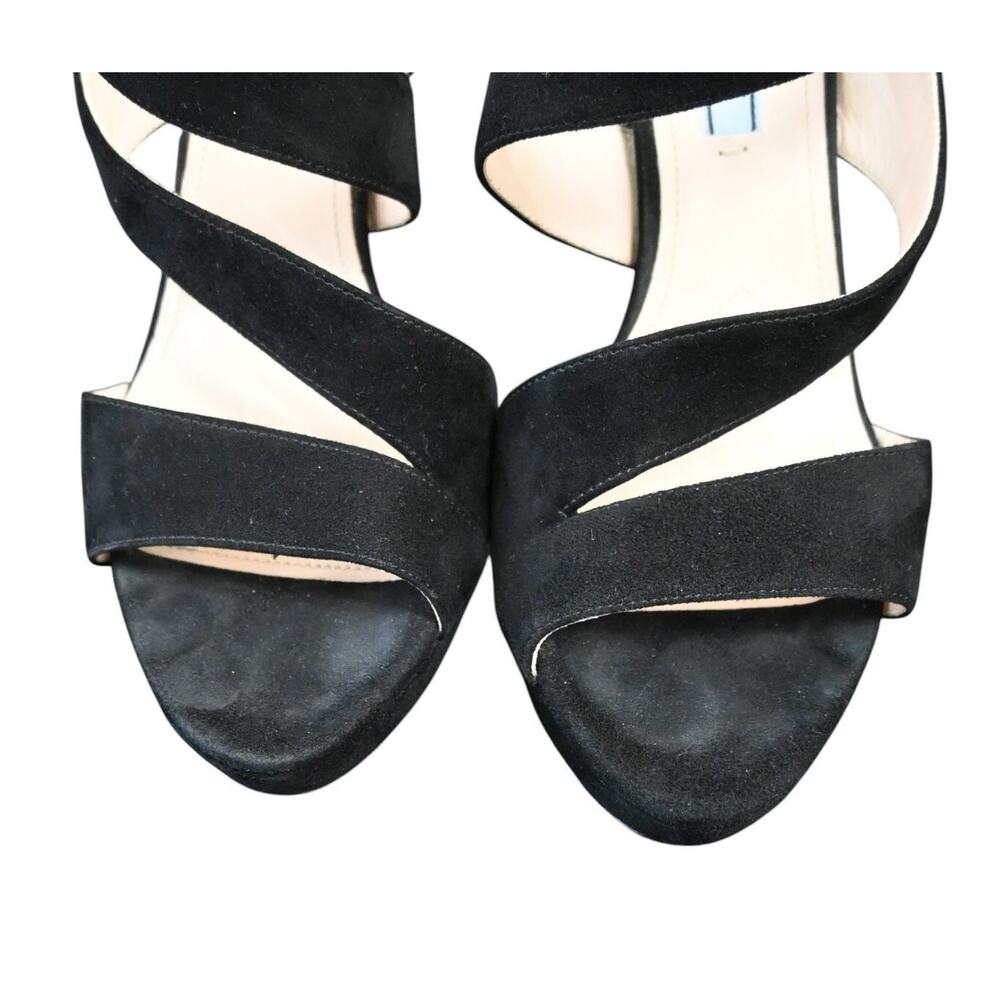 Prada Black Suede Strappy Platform High Heel Sandals Size 38.5 - Picture 8 of 12